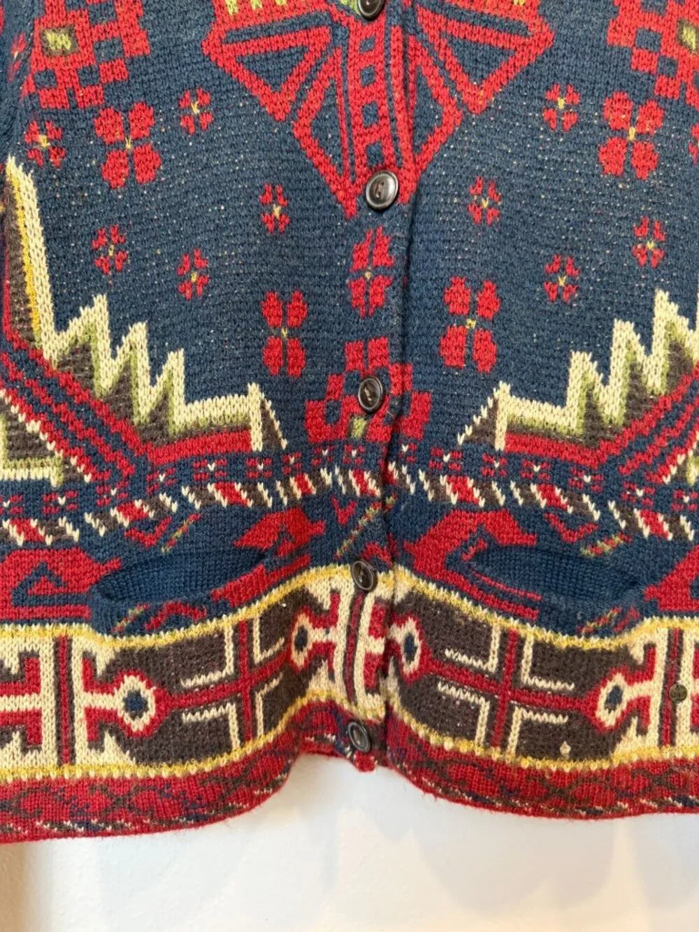 Ralph Lauren Denim & Supply Aztec Southwestern Cardigan Sweater Medium Wool Cozy